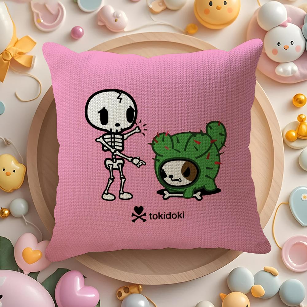 Japan Tokidoki Creative Cushion Cover Linen Organic Fabric Double-Sided Printing Breathable Pillow Case Sofa Home Decor Gift
