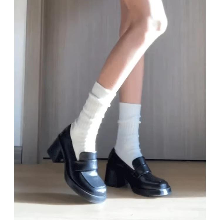 Rindslederversion~ Retro Mary Jane Schuhe mit dickem Absatz im Band-Aid-Stil, Damen Herbst- und Winter-Pendelschuhe, Loafer, JK kleine Lederschuhe