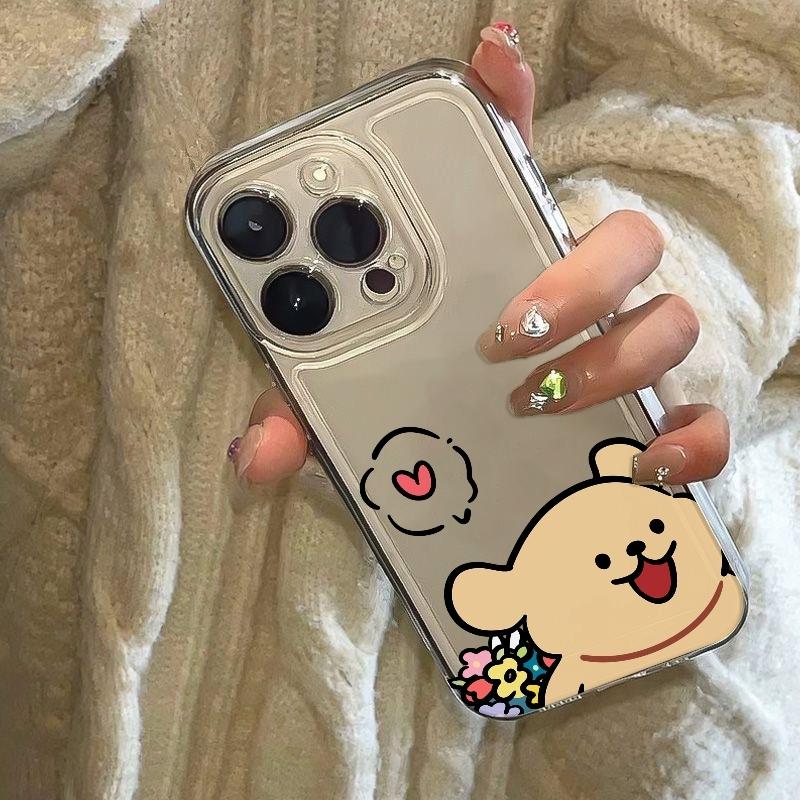Cute Peeking Bear Phone Case For iPhone 17 Air 16E 16 15 14 11 Pro Max Plus 13 12 Mini 8 7 X Transparent Shockproof Cover