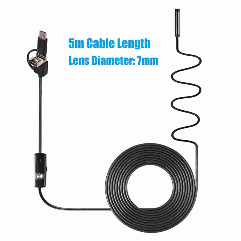 3 In 1 Industrial Endoscope Borescope Inspection Camera Built In 6 LEDs IP67 Waterproof USB Type C Endoscope for