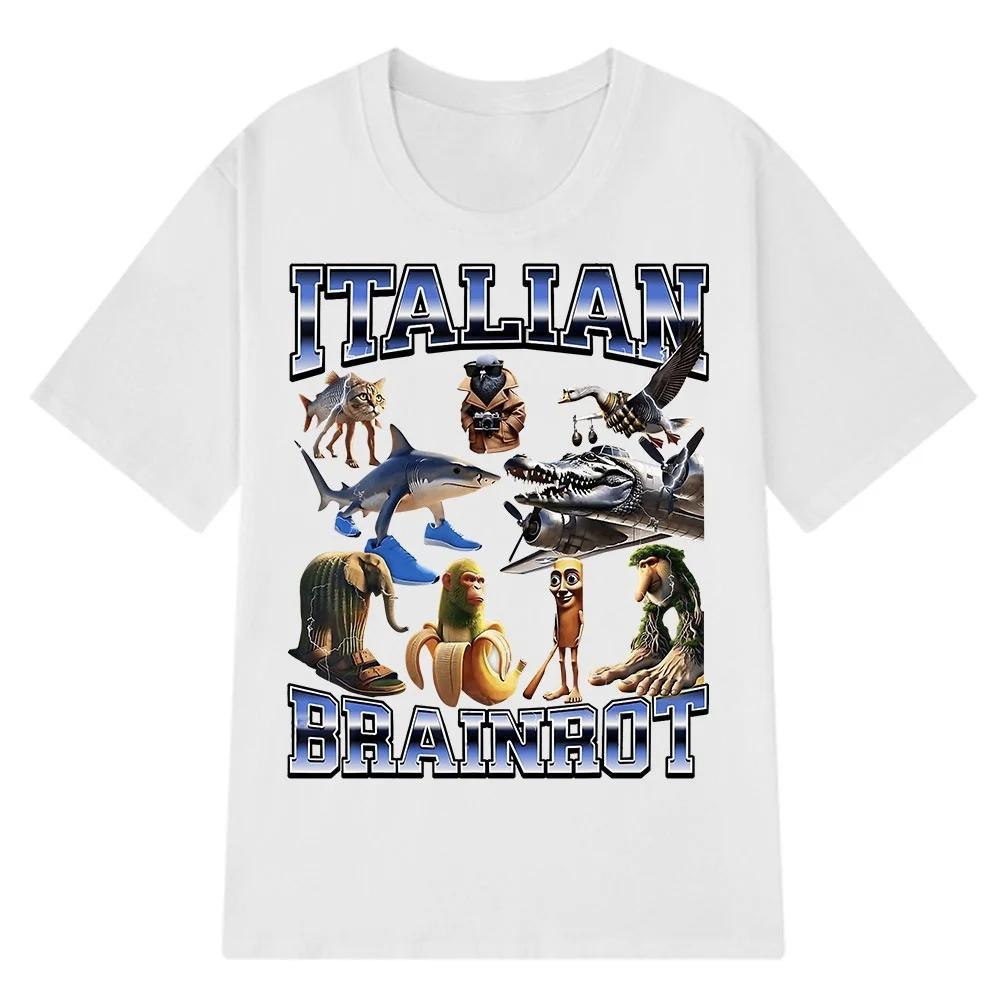 Italiensk Hjärnröta Tralalero Tralala Tung Tung Tung Sahur Bombardiro Krokodil Rolig Meme T-shirt Män Kvinnor T-shirts Y2k Toppar