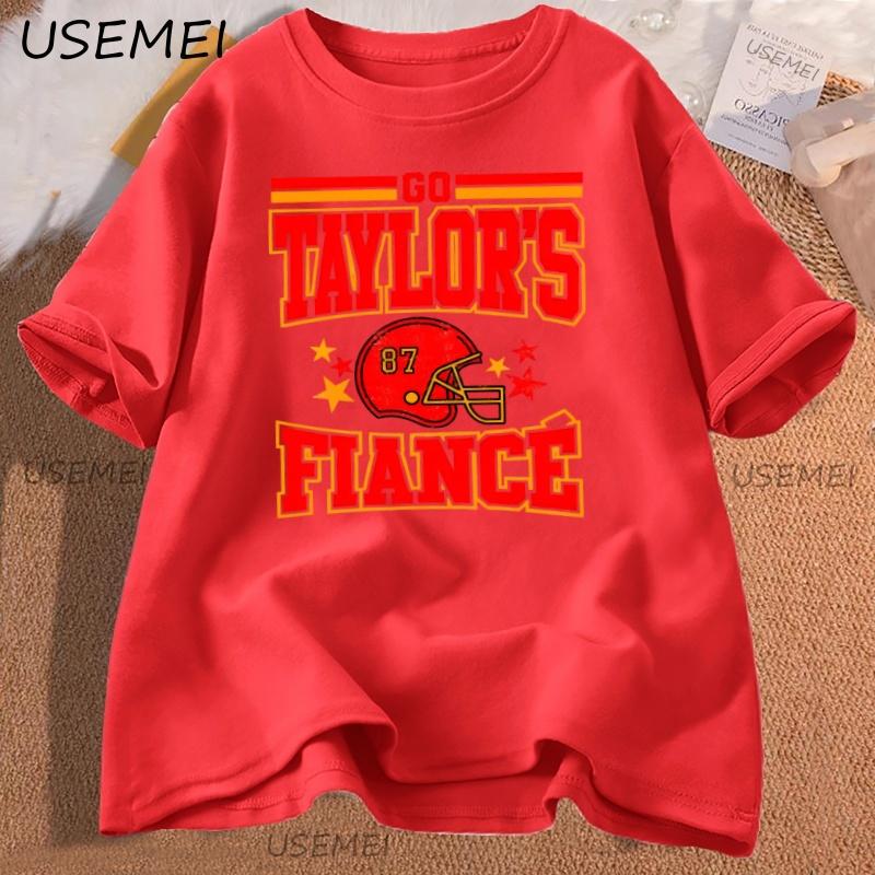 

Go Taylors Fiance T Shirt Football Game Day Tshirt Crewneck Short Sleeve Printed Tshirt Womens Clothing Streetwear Y2k Tees S