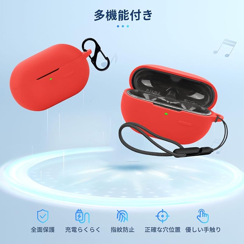 For SoundPeats CC for Case Cover [NOUKAJU] Wireless Earphones Silicon Protective Case (With Carabiner + Strap Included) ) Fall Prevention Scratch