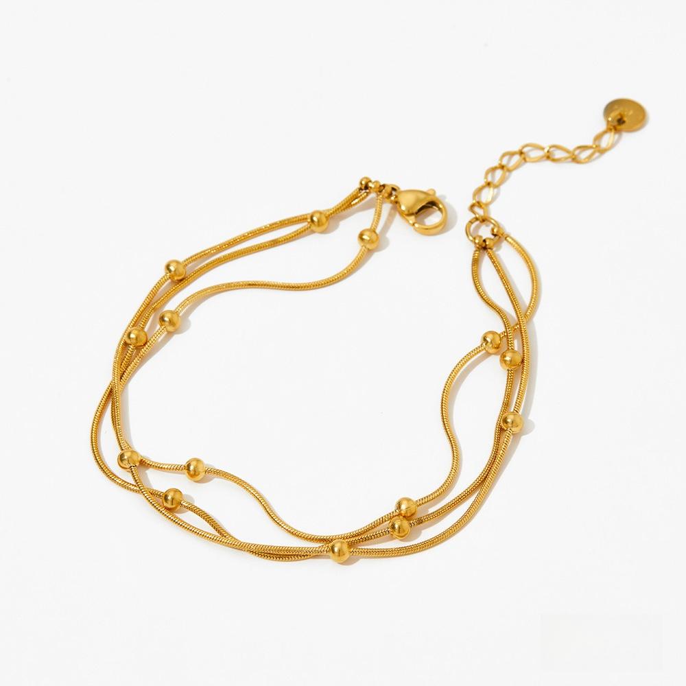 Fashionable Stainless Steel Plated Multi Layer Stackable Bracelet Elegant Versatile Jewelry for Women