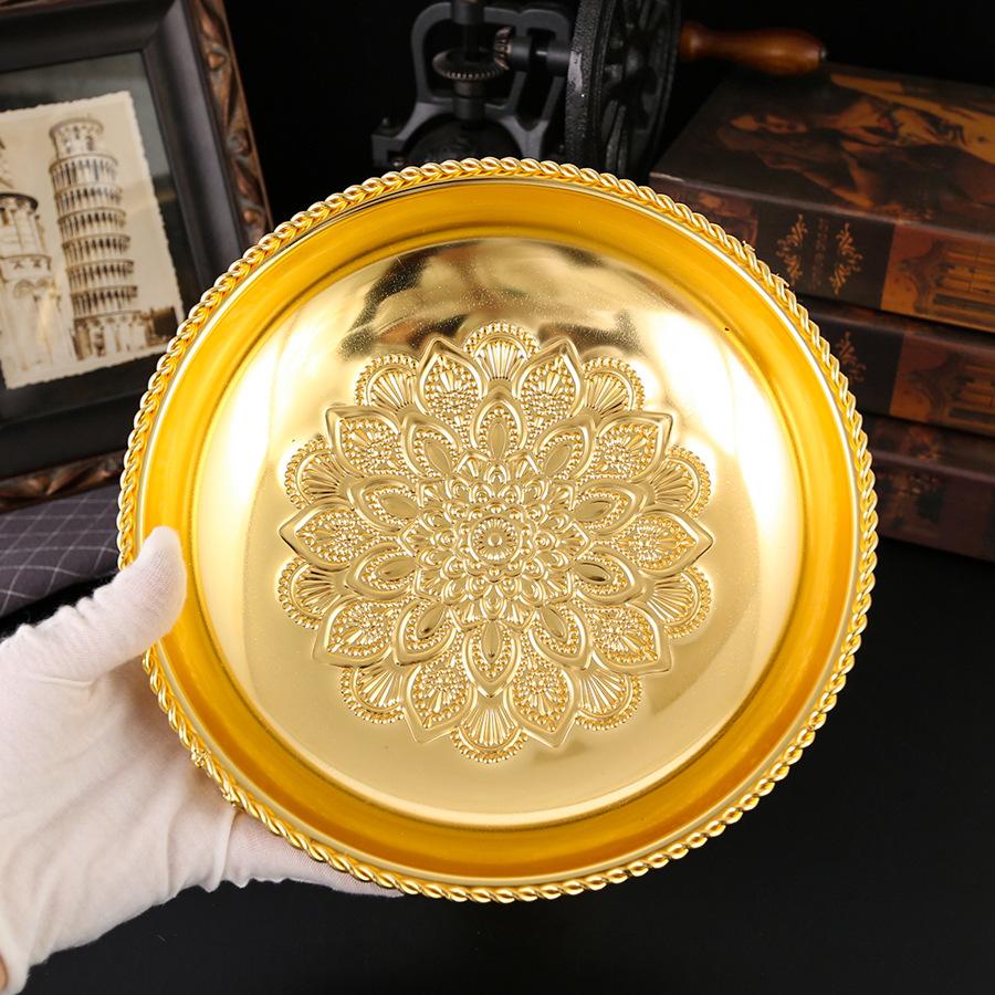 European Lotus Petal Tray Alloy Metal Handicraft Ornament Guest Restaurant Fruit Plate Snack Dried Fruit Storage Plate
