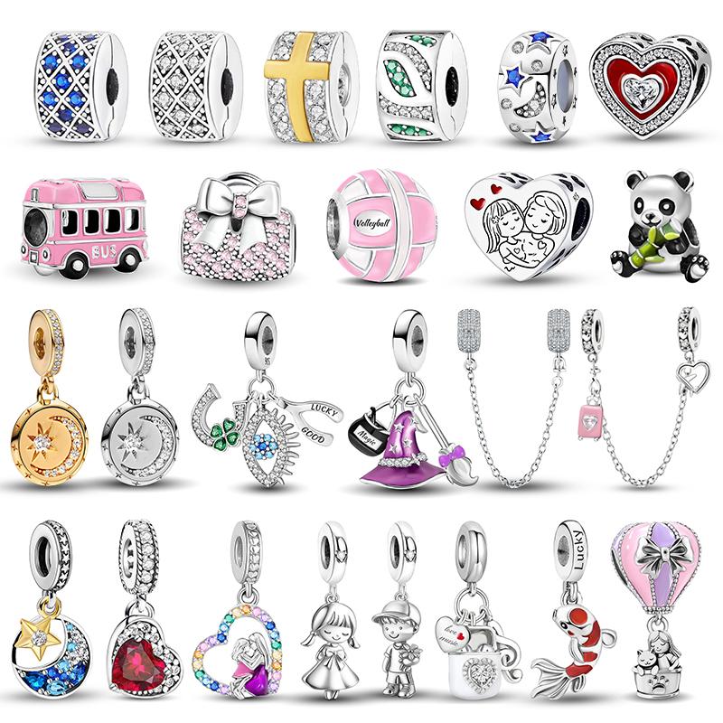 Copper Love Heart Strawberry Devil'S Eye Panda Charms Beads Fit For Original Pan Bracelets Diy Fine Jewelry Gift