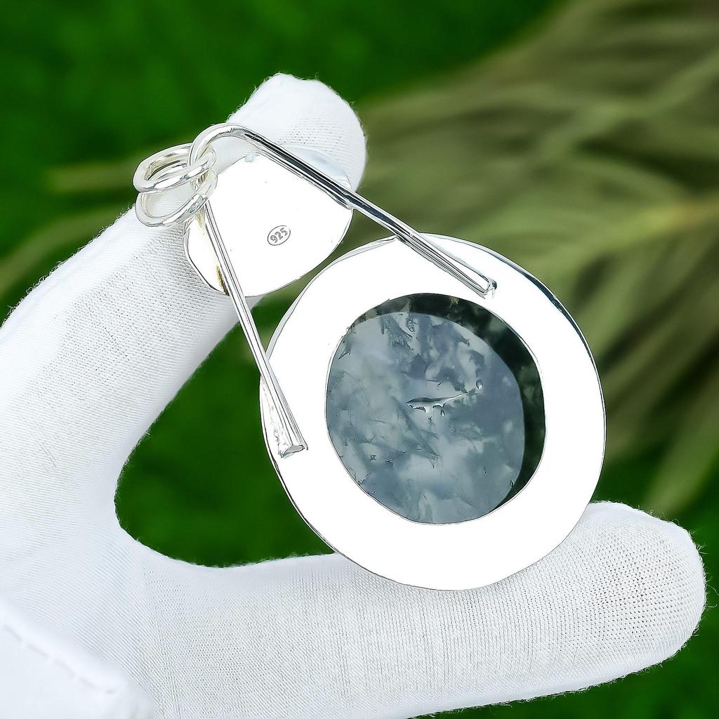 Geschenk für Sie 925 Sterlingsilber Natürlicher Solar Moos Achat Edelstein Anhänger