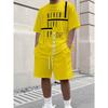 2026 New Men's Athletic Set Los Angeles Print Short-Sleeve T-Shirt Casual Athletic Set Streetwear Shorts Two-Piece Men's Set