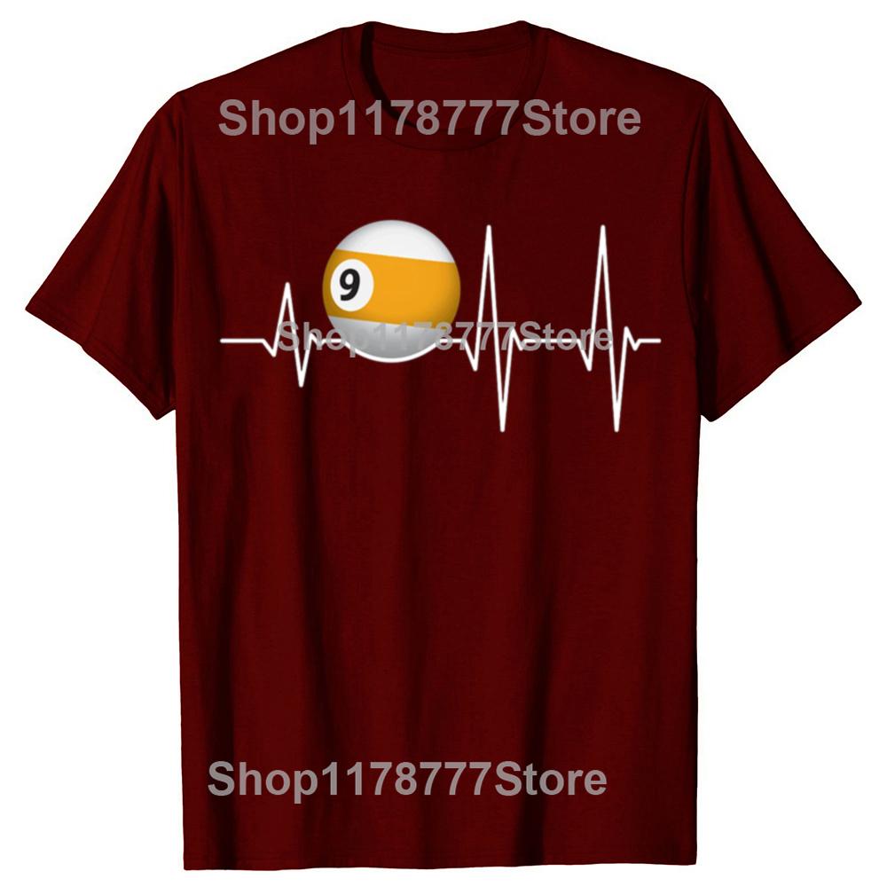9 Ball Billiards Heartbeat Man TShirt Sport Pool Snooker Games Crewneck Short Sleeve T Shirt Top Tees Billiards Birthday Gifts