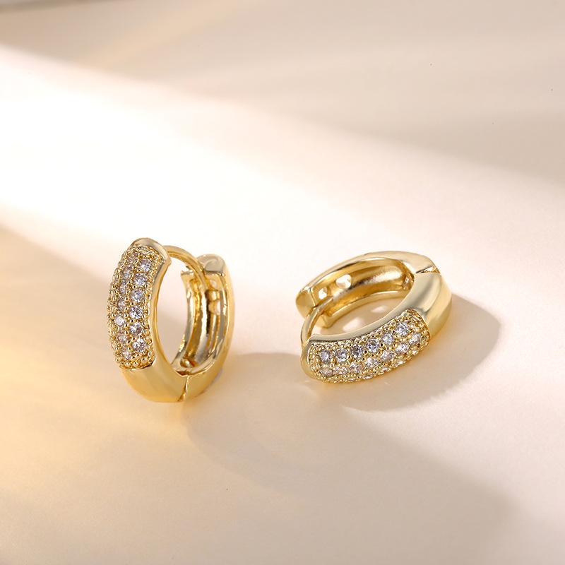 Women Rose Gold Color Zircon Circle Earrings Artificial Diamond Luxury Hoop Earrings