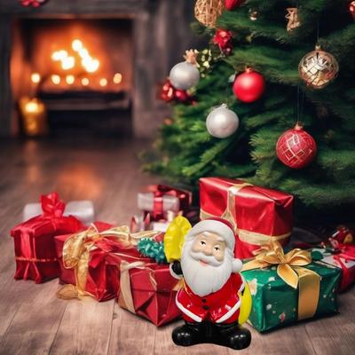 Santa Claus Ornaments with Gift Bags On Their Shoulders, Christmas Decorations To Add To the Festive Atmosphere