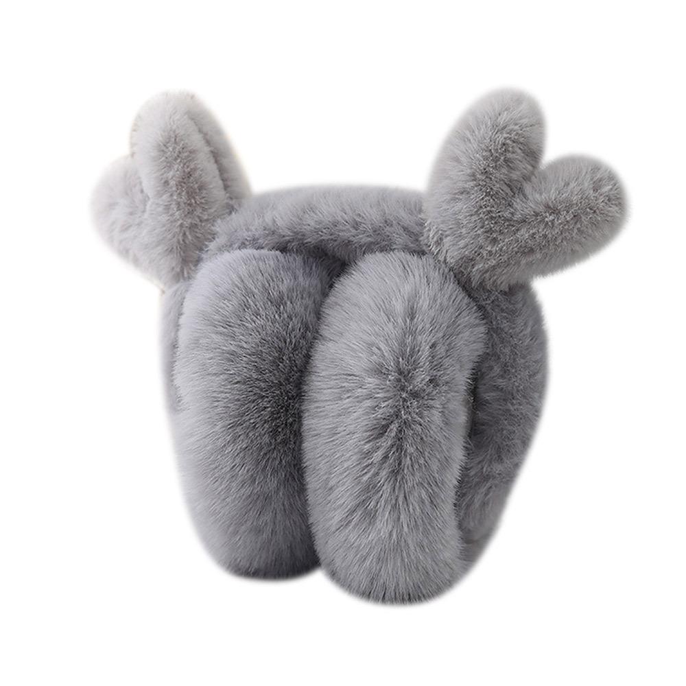 

Плюшевые наушники-наушники с оленьими ушками, складные, для защиты ушей, милые, для женщин и девочек серый