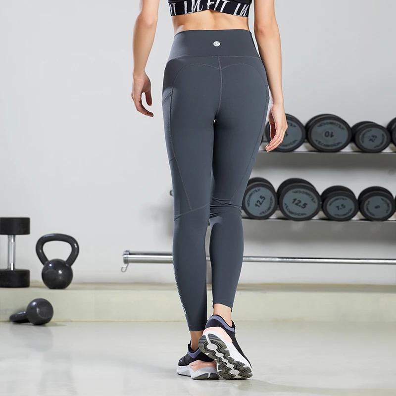 Li Ning Training Series Solid Color Yoga Stretch Fitness Pants Women Pants Gray AULR184-2