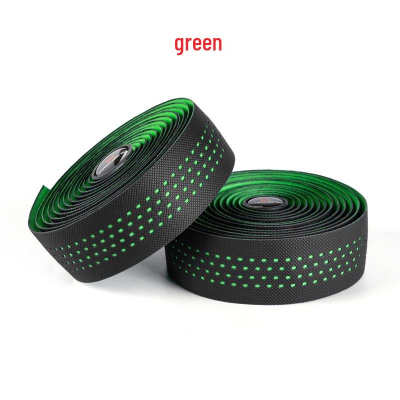 PROMEND Двухцветная Нескользящая Дышащая Амортизирующая Лента для Руля Дорожного Велосипеда зелёный/чёрный