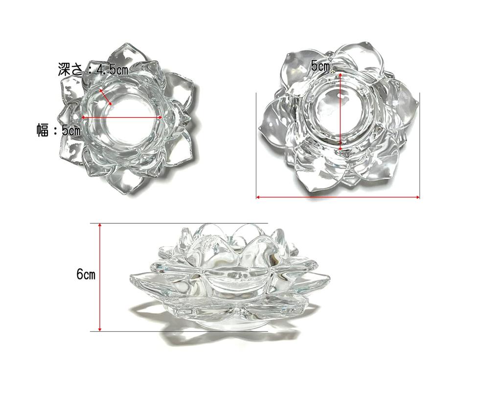 Lotus Flower Candle Crystal Colored Candle Candlestick Stand, Glass, Holder, (Transparent)