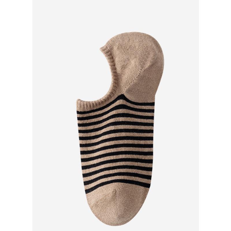 Women's Summer Striped Socks, Sweat-absorbing and Odor-proof Cotton Socks, Non-dropping Heel Invisible Socks, Boat Socks, Short Socks