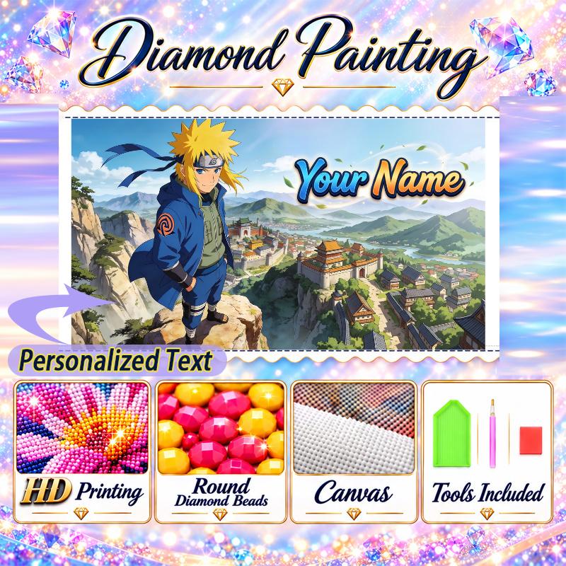Personalized Minato Namikaze Diamond Art Custom Name 5D Diamond Painting Full Drill DIY Craft