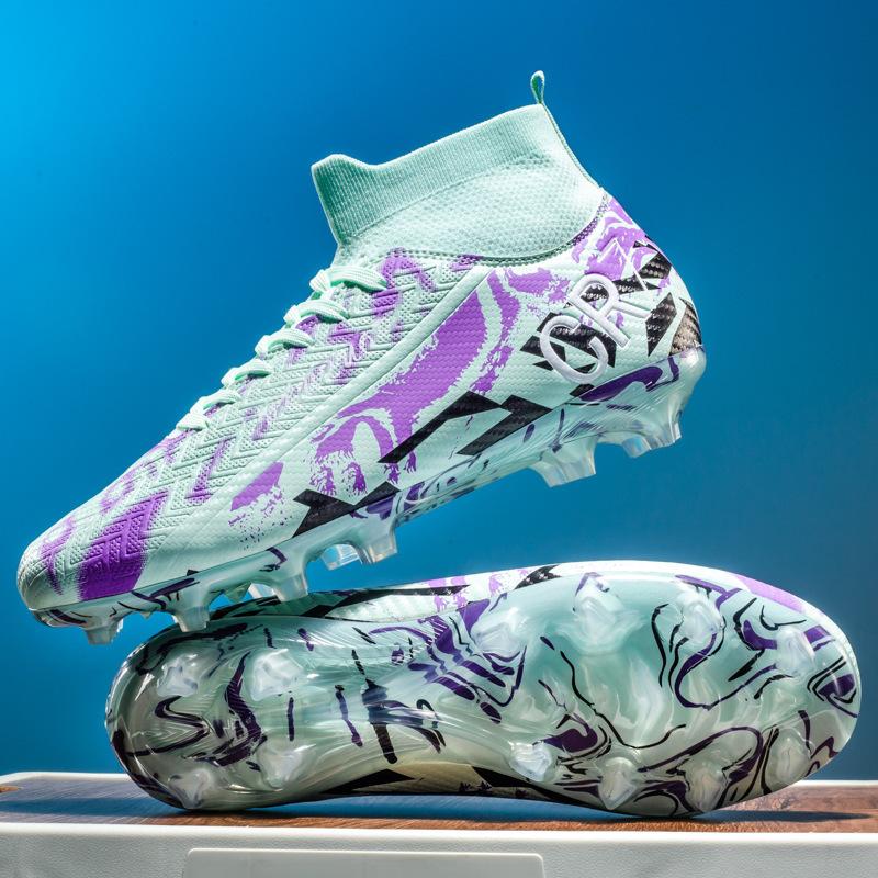 Large Size High Top Football Shoes Youth Students Outdoor Sports AG Spikes Professional Game Training Football Shoes