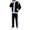 Men's Casual Sports Suit Stand Collar Long Sleeve Patchwork Jacket Drawstring Trousers Suit