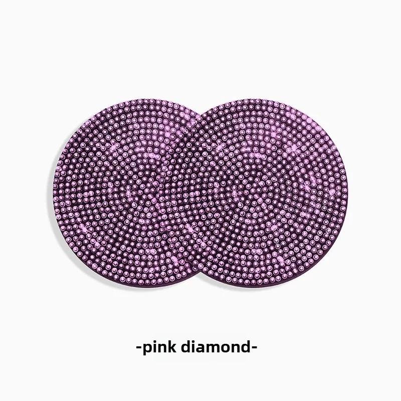 2Pcs Diamond Car Coaster Water Cup Slot Non-Slip Mat Bling Gadget Silica Pad Cup Holder Mat Auto Interior Decoration Accessories