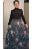 Women's Style Big Size Skirt Smoked Floral Patterned 6-Piece Steel Knitted Skirt That Can Be Weared In All Seasons