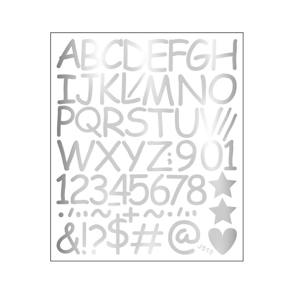 

Сделай сам Украшение и Декор Детской Спальни Наклейки на Стену с Комбинацией Английских Букв, Цифр, Символов и Сердец серебряный