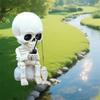 Outdoor Resins Halloween Skeleton Fisherman Sculpture With Shaking Head Design For Garden Patios Pond Decoration Gift
