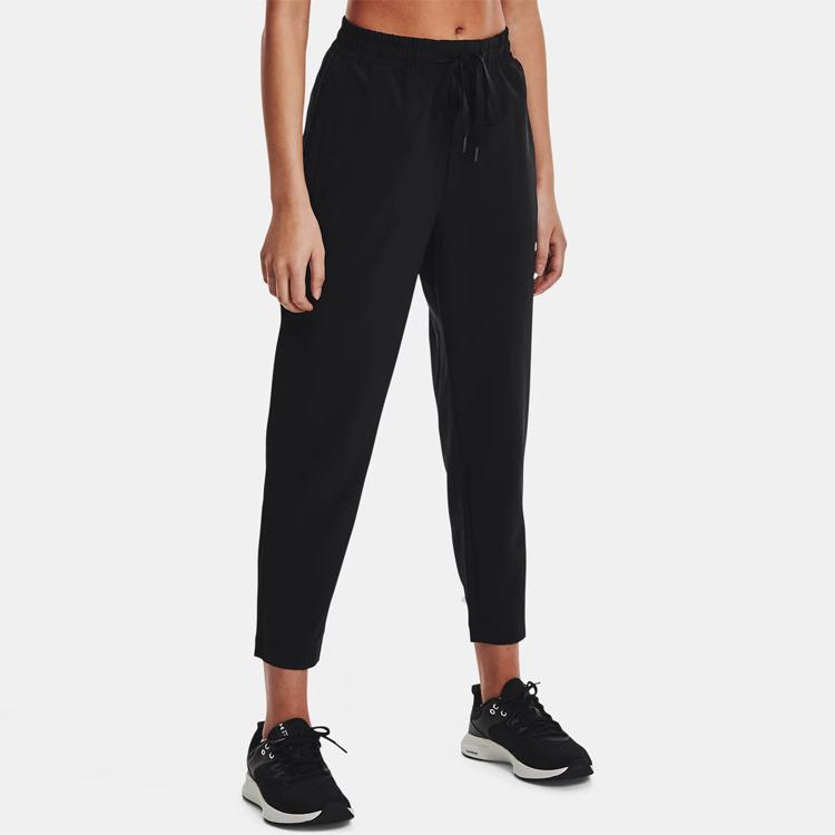 Under Armour Solid Color Loose Fit Drawstring Casual Pants Women bottoms Black 1371016-001