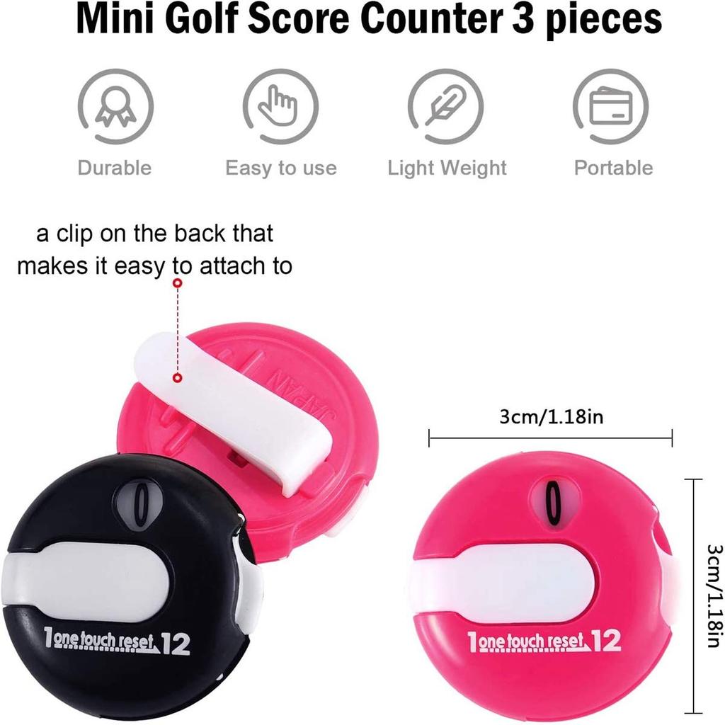 HCSKOSS 3Pcs Mini Golf Score Counter Golf Stroke Counter, One