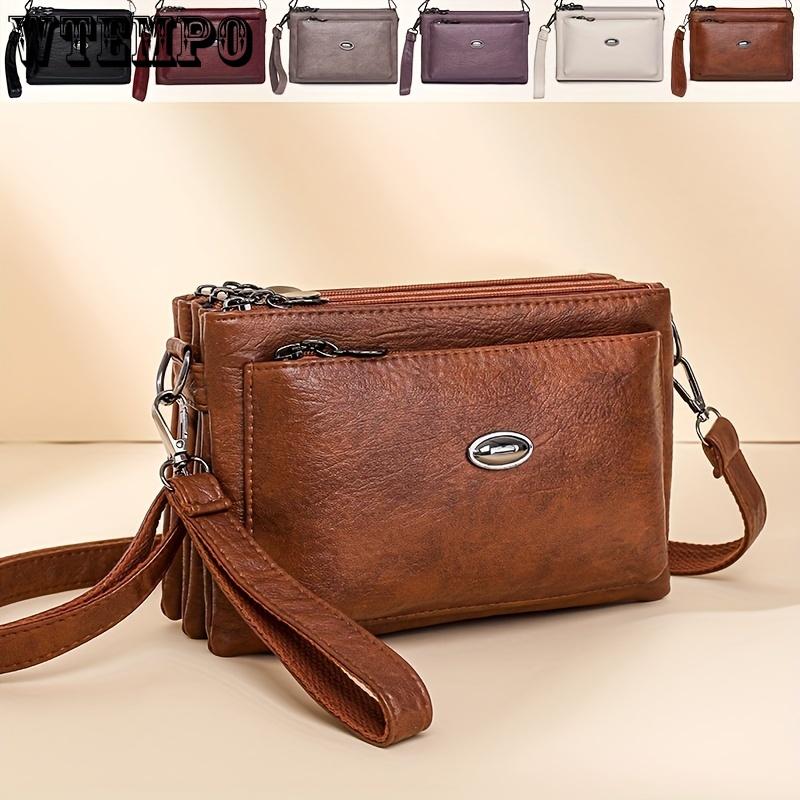 Soft Faux Leather Crossbody Bag, Retro Wristlet Handbag, Fashion Clutch Purse For Women
