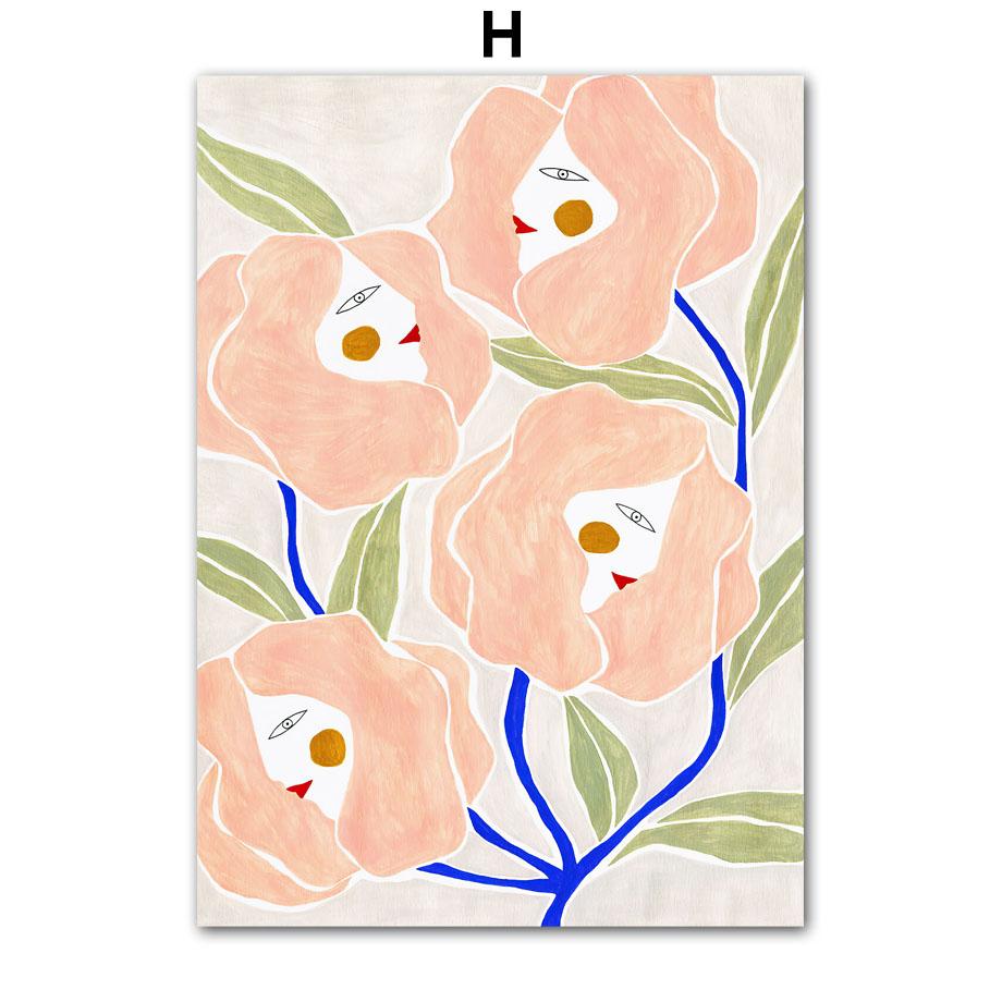 Abstract Lines Girl Vase Flowers Illustration Wall Art Canvas Painting Nordic Poster And Prints Pictures For Living Room Decor
