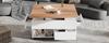 Mesa de Café de 100*50*52cm con 4 Ruedas, Mesa de Sala de Estar con 4 Cajones, Mesa de Café Elevable, Mesa para Sofá de Altura Ajustable, Blanco + Color Madera
