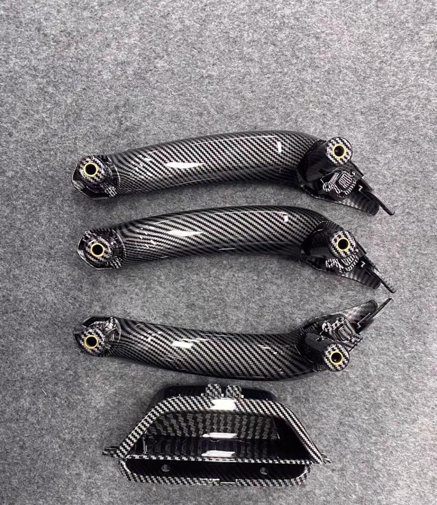 4-TEILIGES SET Beige Schwarz Kohlefaser Innen Türgriff Zierabdeckung 51419209216 für BMW X3 X4 F25 F26 2010-2017