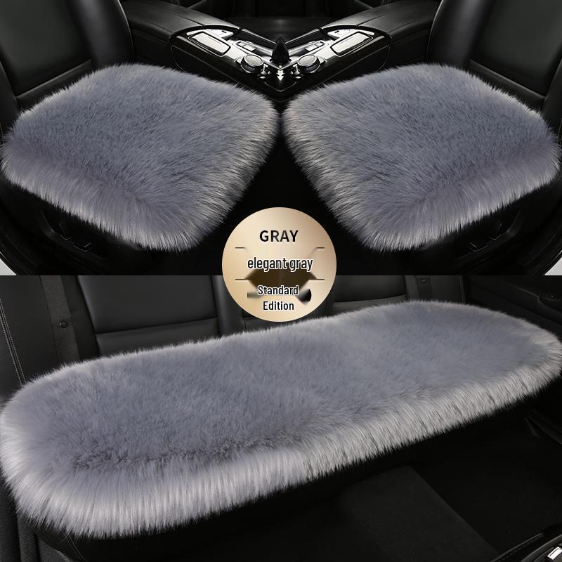 

Winter Wool Plush Non-Slip Car Seat Cushion Set - 3-Piece Thickened Short Hair Universal Fit