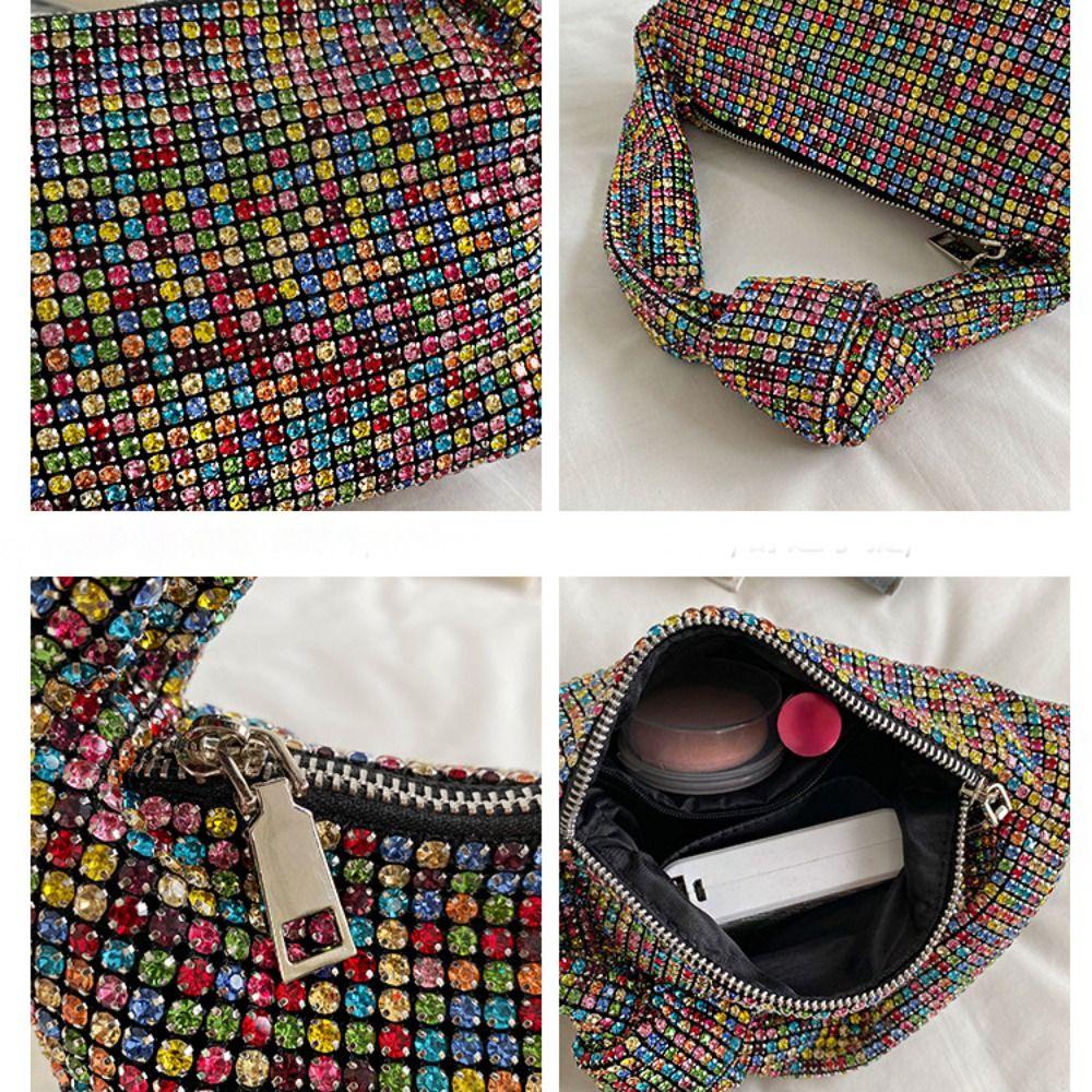 Shiny Full Rhinestones Dinner Bag Crystal Glitter Rhinestone Evening Bag Large Capacity Luxury Rhinestone Banquet Bag Party