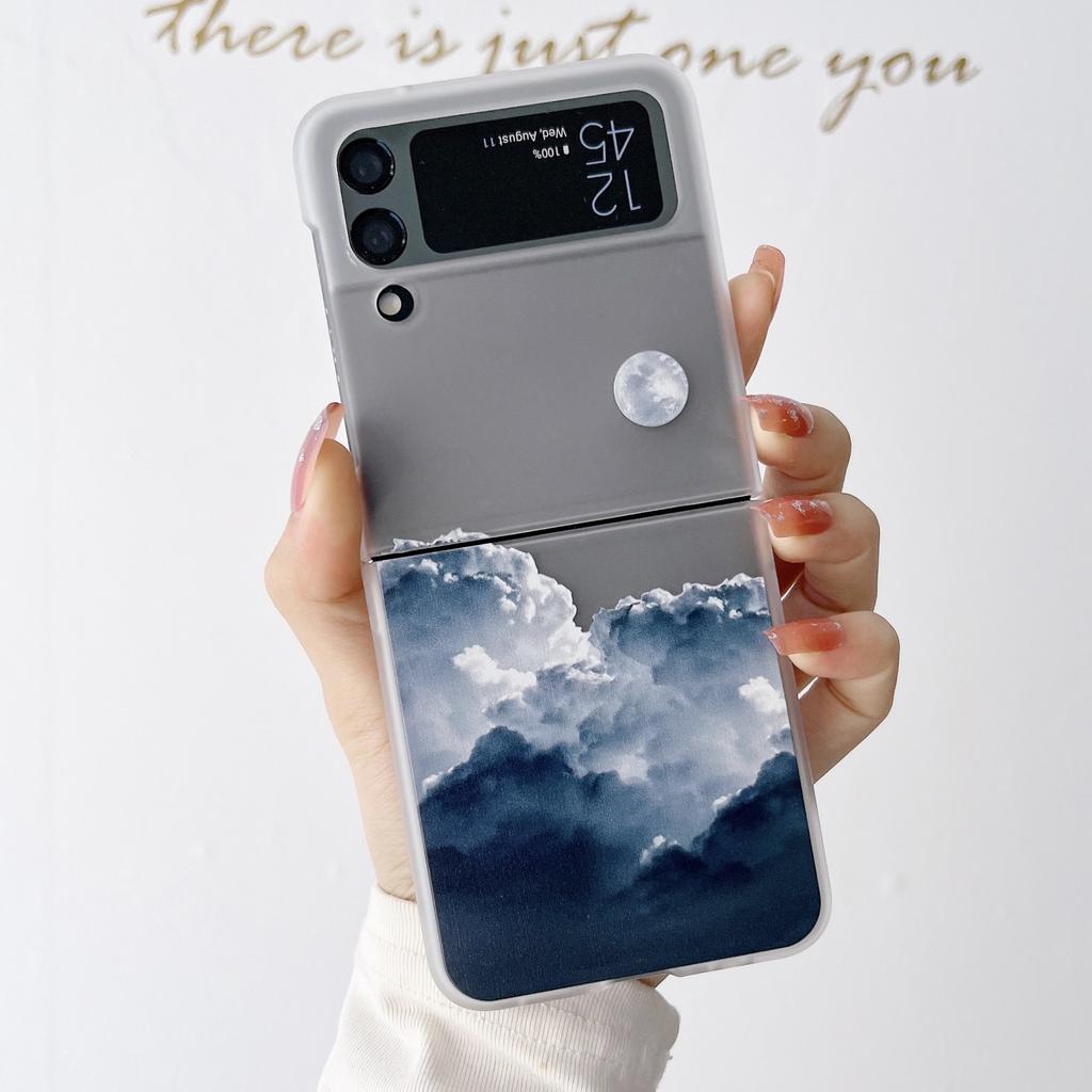 Suitable for Samsung Z Flip4 phone case Z FOLD3 matte mountain view folding phone protection, cloud view print