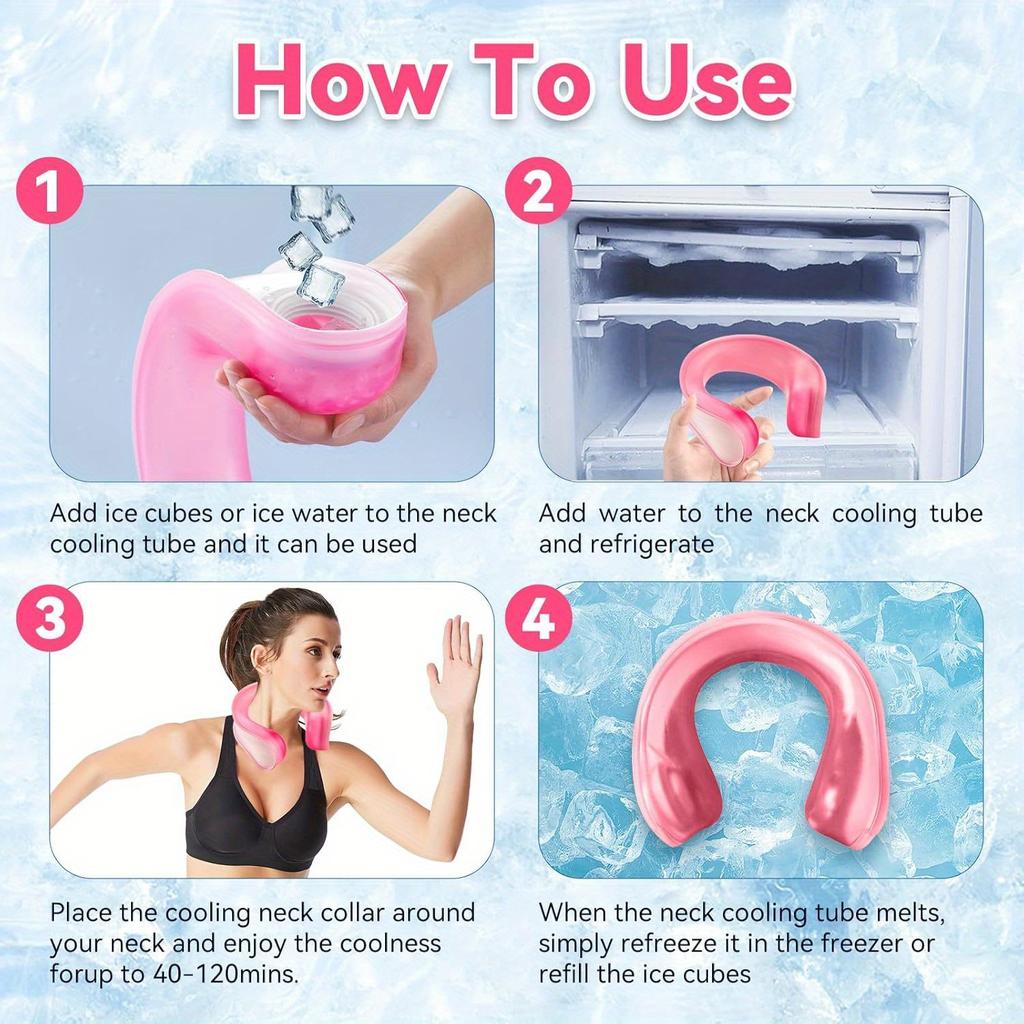 Reusable Cooling Neck Tube PCM Ice Ring Wearable Cooling Neck Wrap for Outdoor Summer Heat Relief