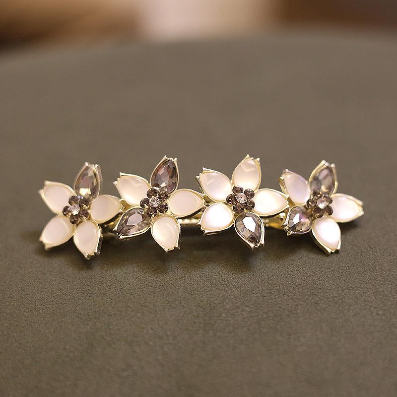 Elegant Floral Hair Barrette, French Clip Spring Hair Claw,  Accents, Bridal Hair Accessory For Half-Up Hairstyles