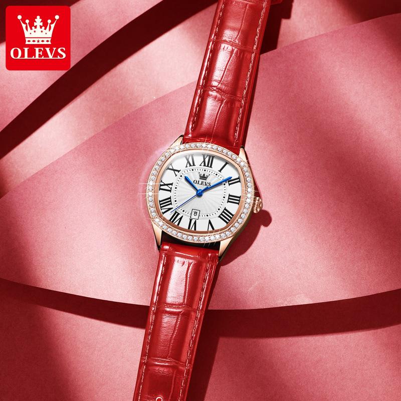 OLEVS Brand Watch Barrel-shaped Diamond-encrusted Shi Ying Ladies Watch Ladies Watch