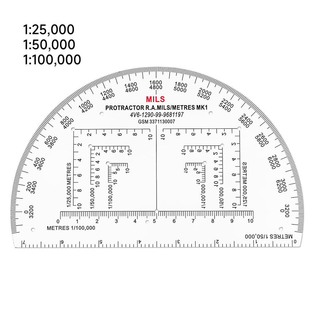 Military Protractor: 6" & 9" Built-in Scale, MP-1 Mapping Ruler for Tactical Training