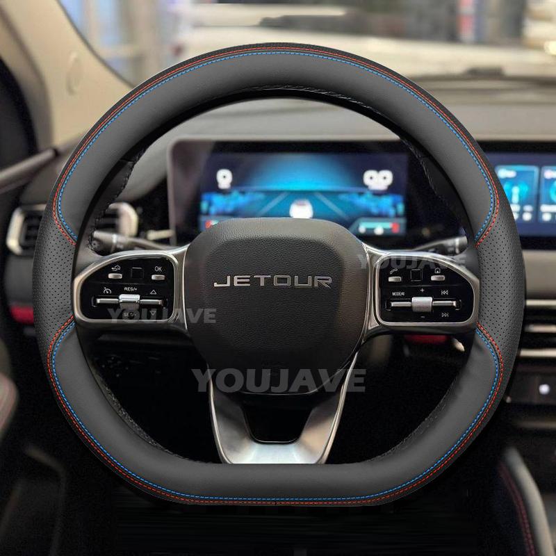 

For Jetour X50 2024 2025 X50Plus Ultra Thin Leather Car Auto Steering Wheel Cover Anti Slip Interior Decoration Accessories