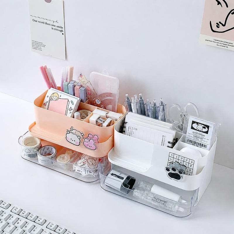Multi-functional Desktop Stationery Organizer Student Desk Office Pen Holder Drawer Large Capacity Space Saving Storage Rack