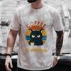 Men's Street Wear Cat Lover Funny Coffee Because Murder Print T-shirt Short Sleeve O-neck Streetwear Summer T Shirts Men