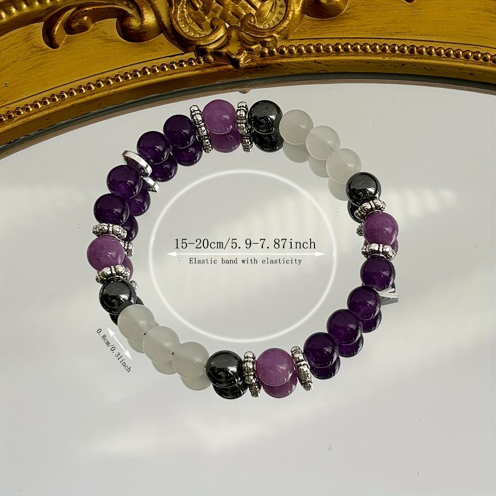 Amethyst and Hematite Handmade Natural Stone Beaded Bracelet for Sleep Resilience Homeopathic Jewelry for Unisex - 1 Pc
