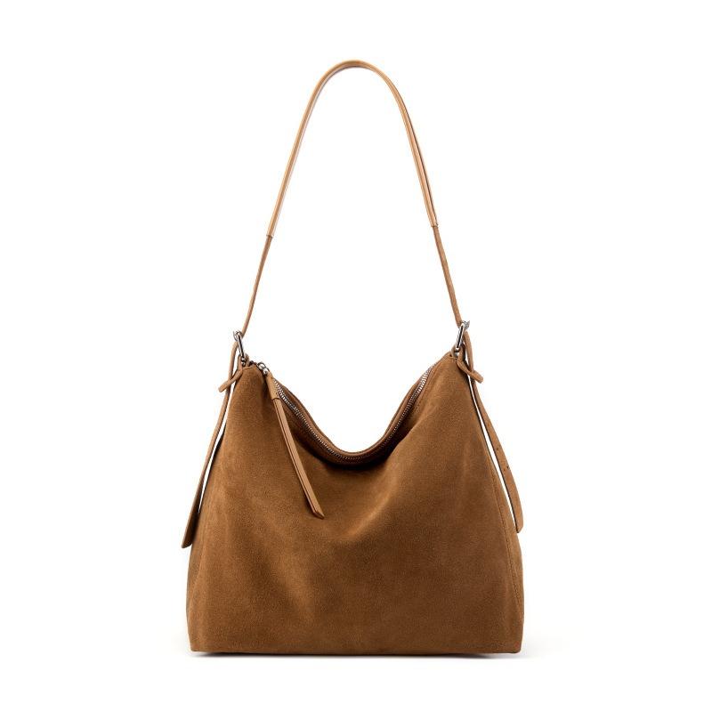 Suede Crossbody Large Capacity Women's Light Luxury Commuting High-end Shoulder Bag Casual Underarm First Layer Cowhide Tote Bag