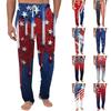 Men’s Printed Drawstring Waist Pajama Pants with Pocket Star Stripe Pattern Relaxed Fit Knit Loungewear for Home and Casual Wear