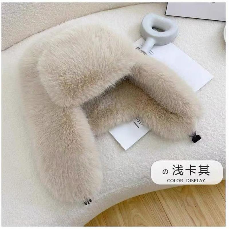 Thickened warm imitation fur snow hat Men's and women's same winter windproof hat Outdoor plush ear protection hat