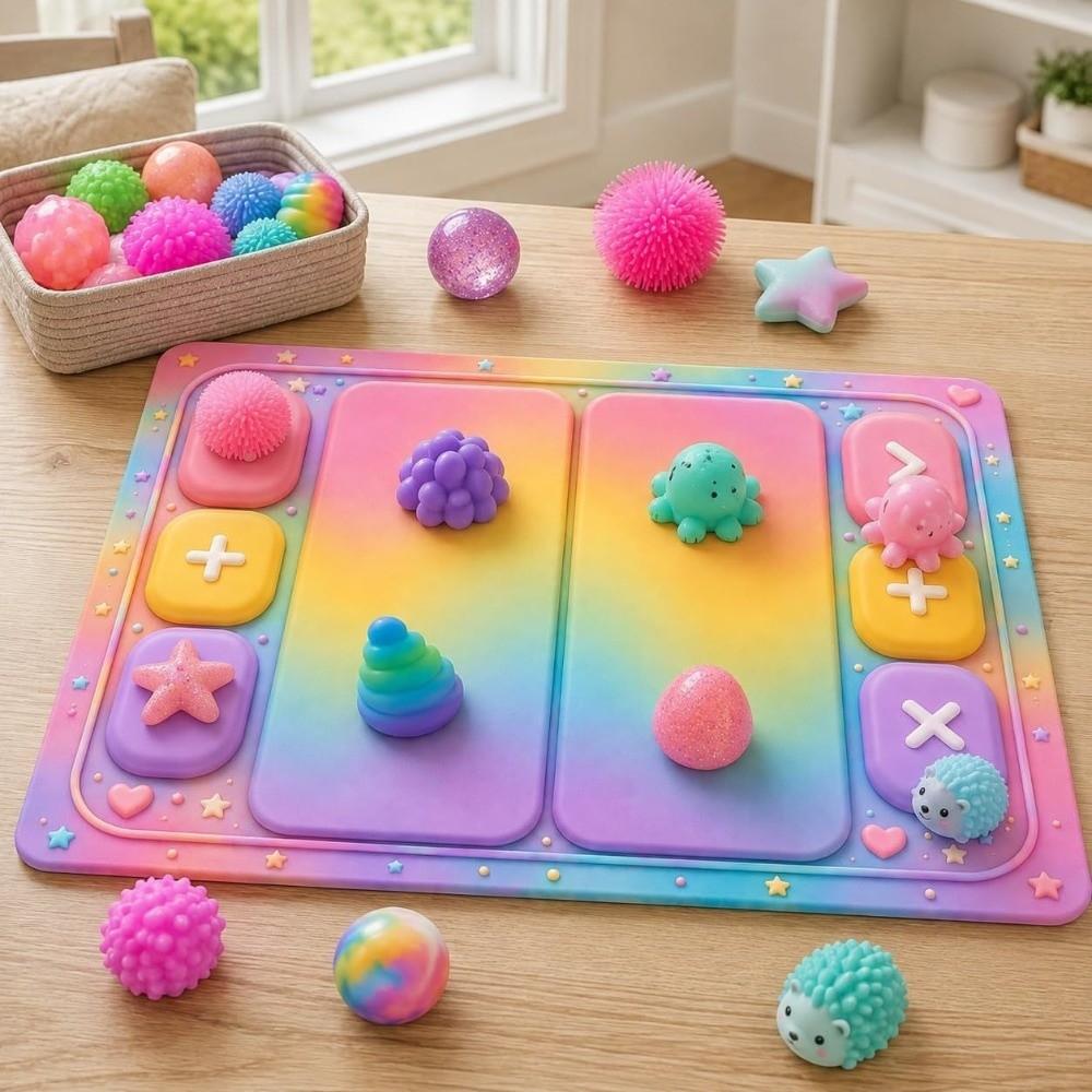 Rubber Backing Fidget Trading Mat Rounded Buttons Kids Toy Trading Mat  Trading Card Playmat