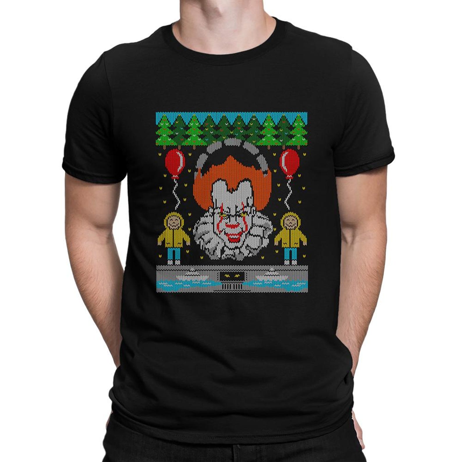 Pennywise the Dancing Clown Ugly Christmas T-Shirt, It by Stephen King Shirt, Men s and Women s Sizes L