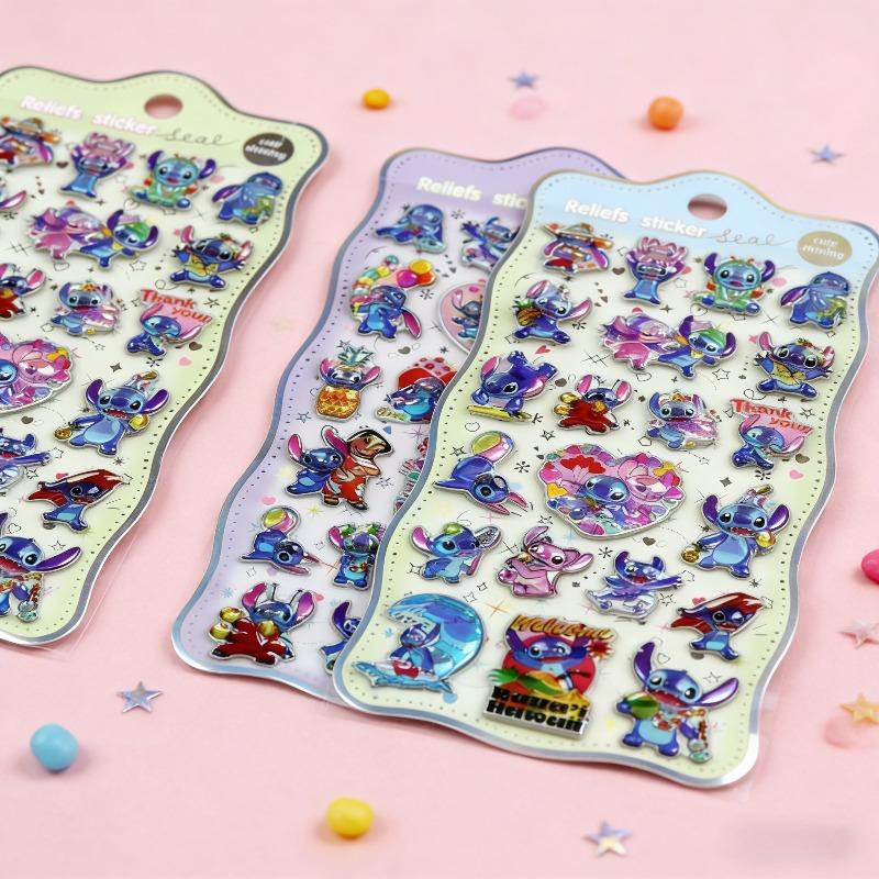 Cute Cartoon Disney Stitch 3D Resin Stickers Anime Themed DIY Scrapbooking Decoration Gifts Collectible Kids Toys Birthday Gift